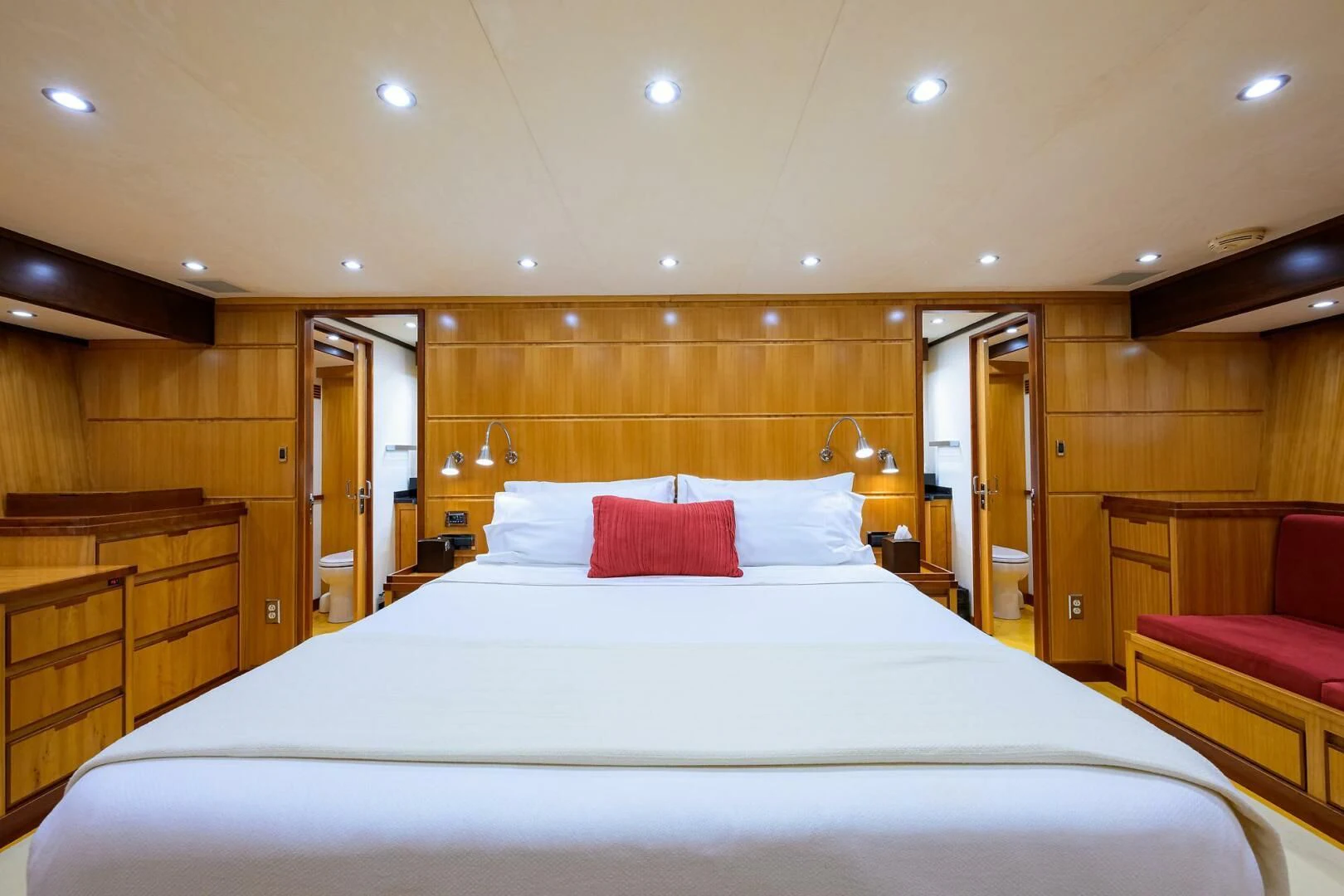 a bed in a room aboard ELECTRA Yacht for Sale