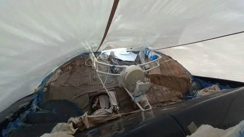 a damaged airplane with a broken wing aboard MY LADY ROSE Yacht for Sale