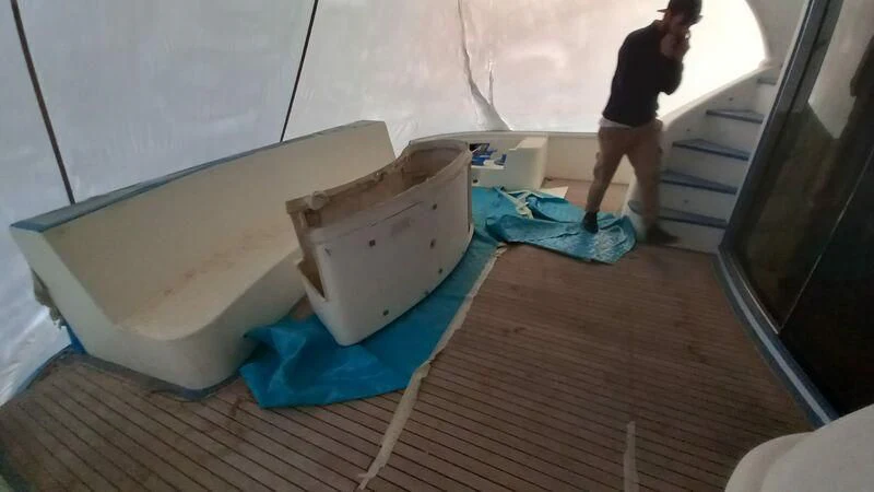 a person standing in a room aboard MY LADY ROSE Yacht for Sale