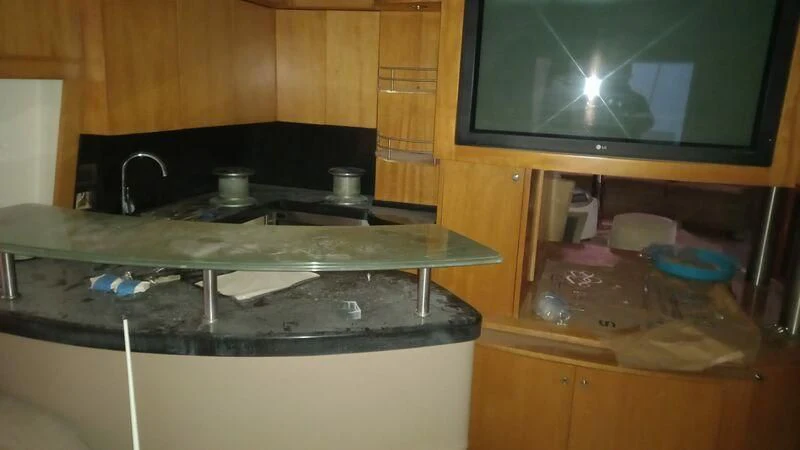 a kitchen with a marble counter top aboard MY LADY ROSE Yacht for Sale