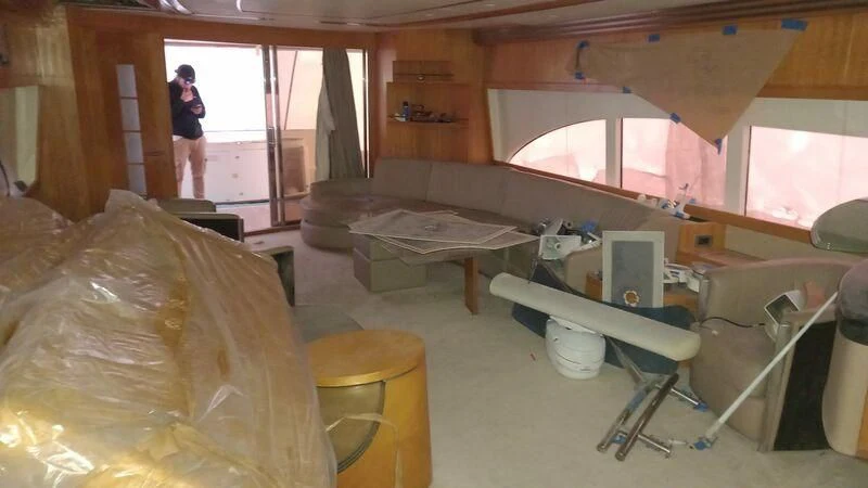 a room with a table and chairs aboard MY LADY ROSE Yacht for Sale