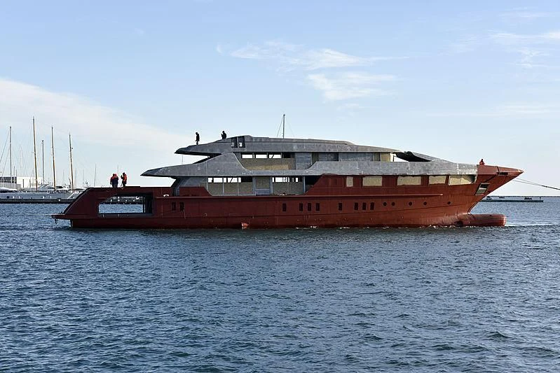 a large ship in the water aboard AILY Yacht for Sale