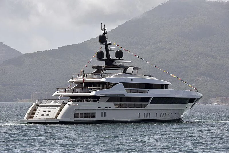 a large white boat in the water aboard AILY Yacht for Sale