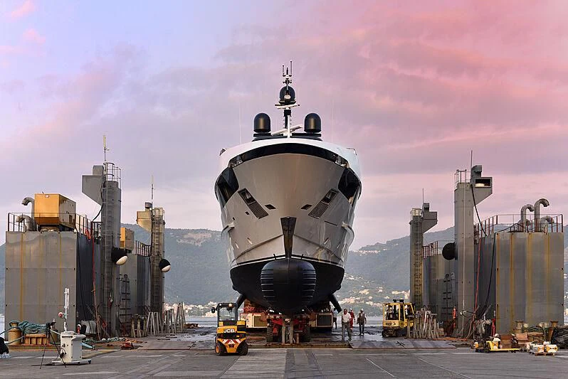 a large space shuttle on a runway aboard AILY Yacht for Sale
