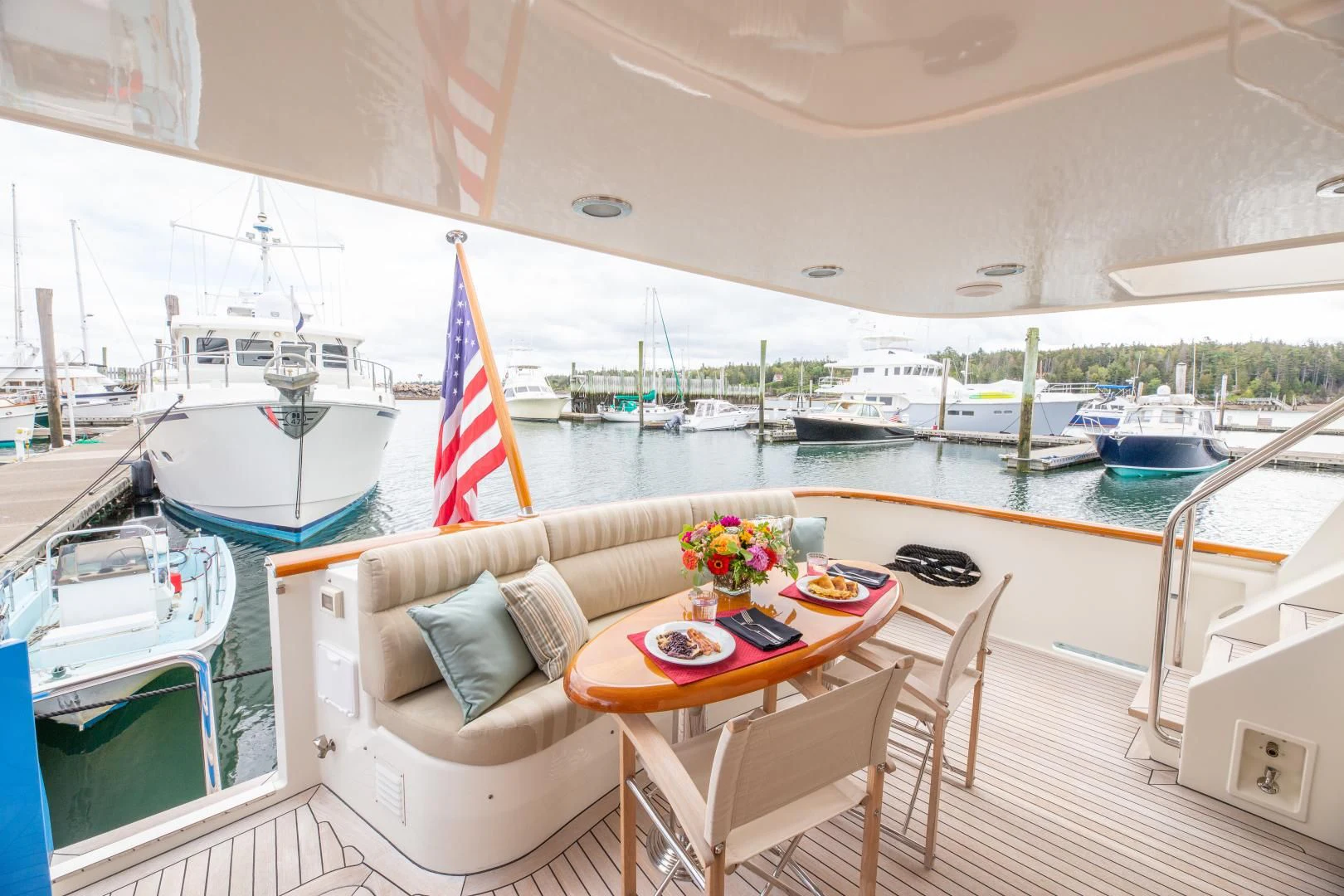a boat is parked in a harbor aboard ISLANDER Yacht for Sale