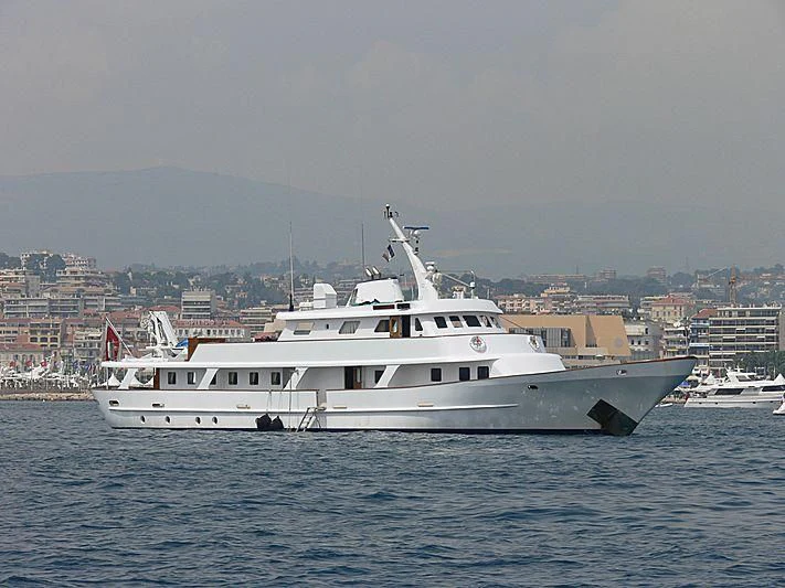 a white yacht in the water aboard TRAFALGAR Yacht for Sale
