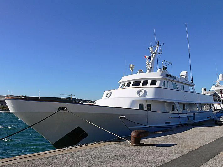 a large white boat aboard TRAFALGAR Yacht for Sale
