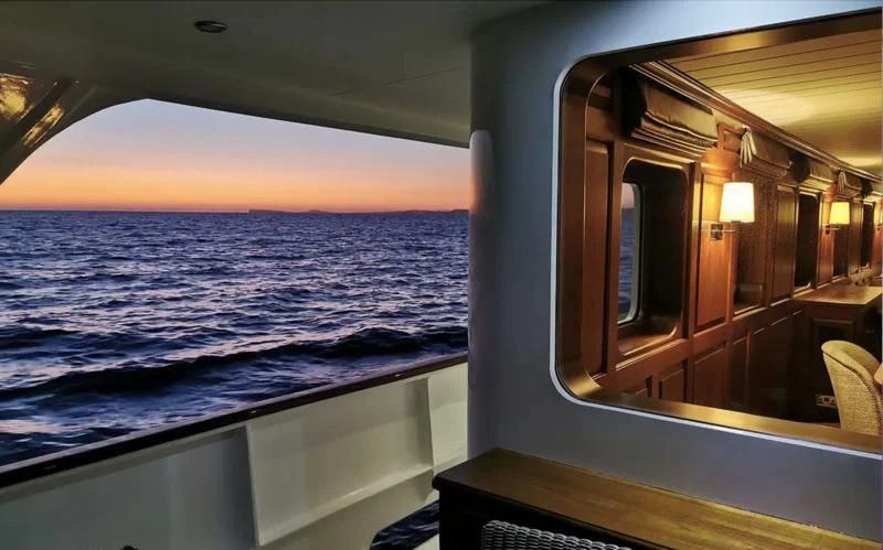 a boat on the water aboard TRAFALGAR Yacht for Sale