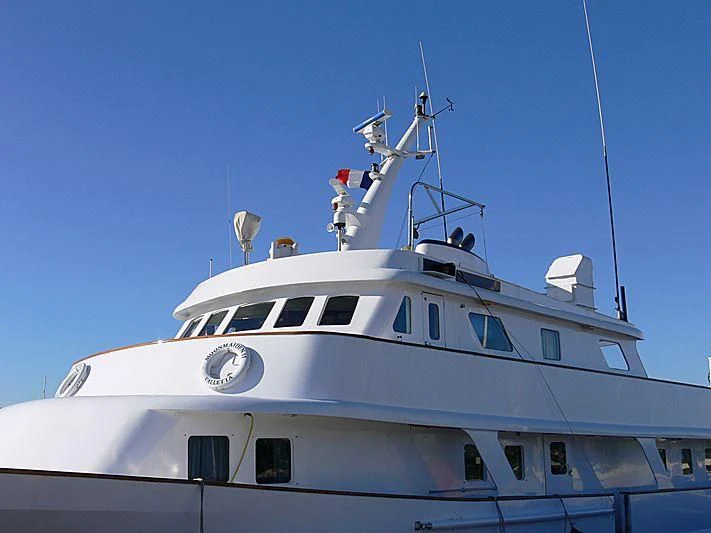 a large white yacht aboard TRAFALGAR Yacht for Sale