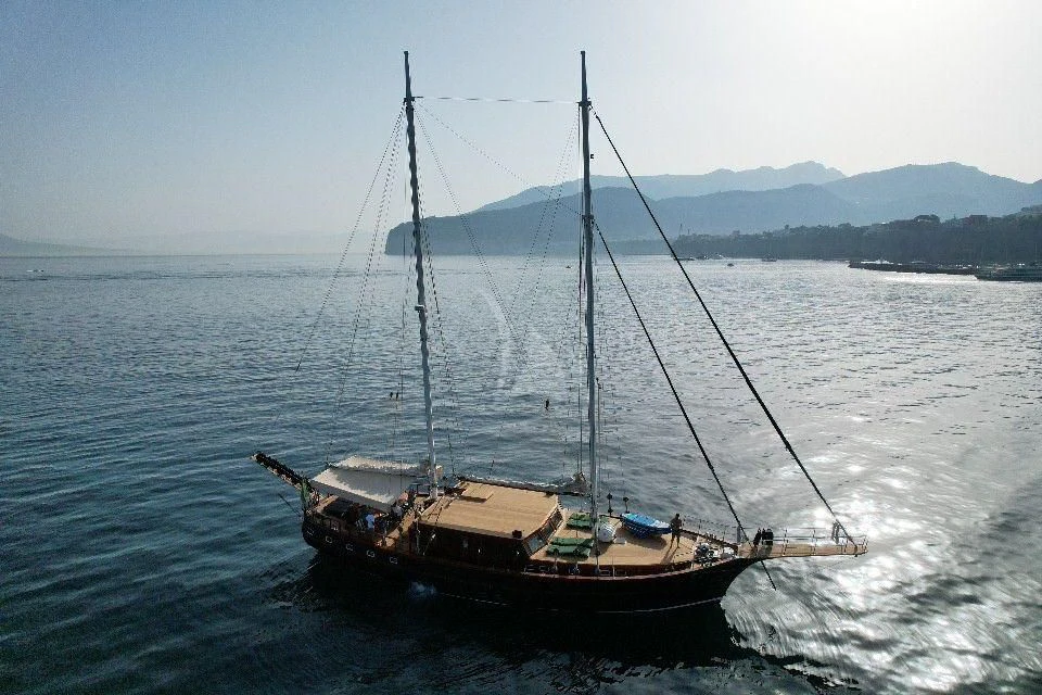 a boat on the water aboard MYRA Yacht for Sale