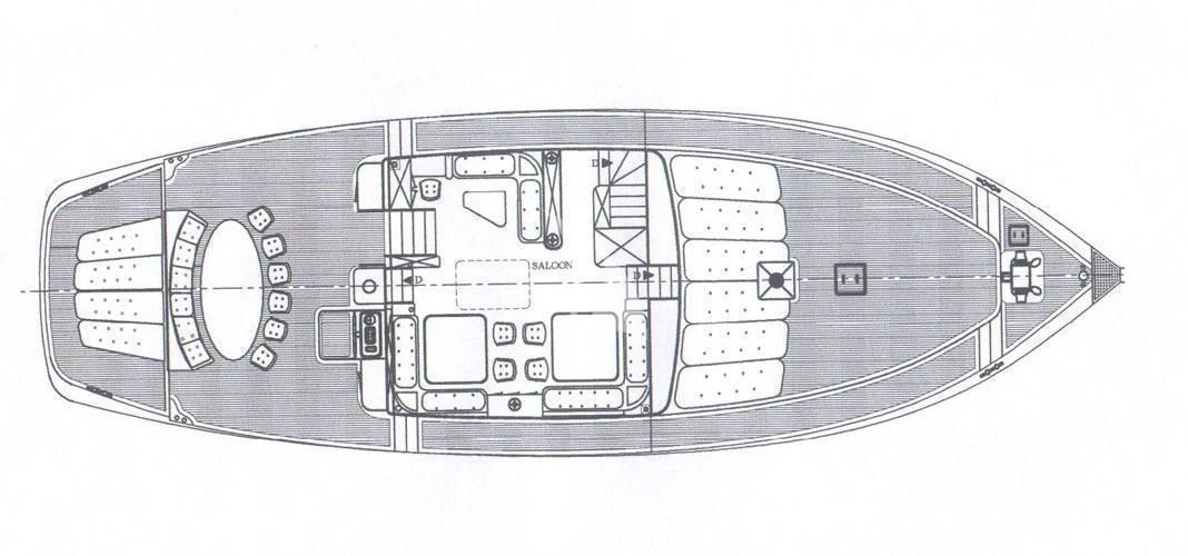 a sketch of a car aboard MYRA Yacht for Sale