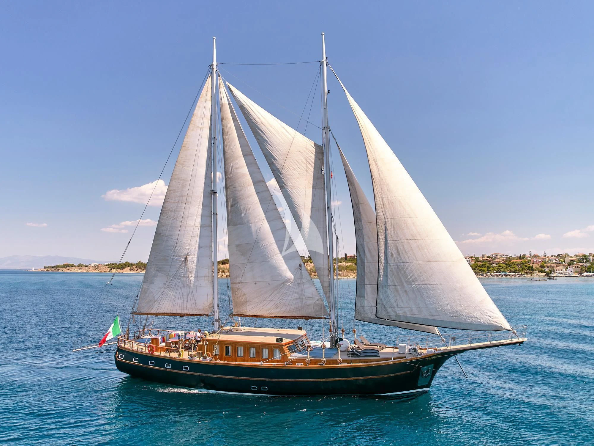 a sailboat on the water aboard MYRA Yacht for Sale