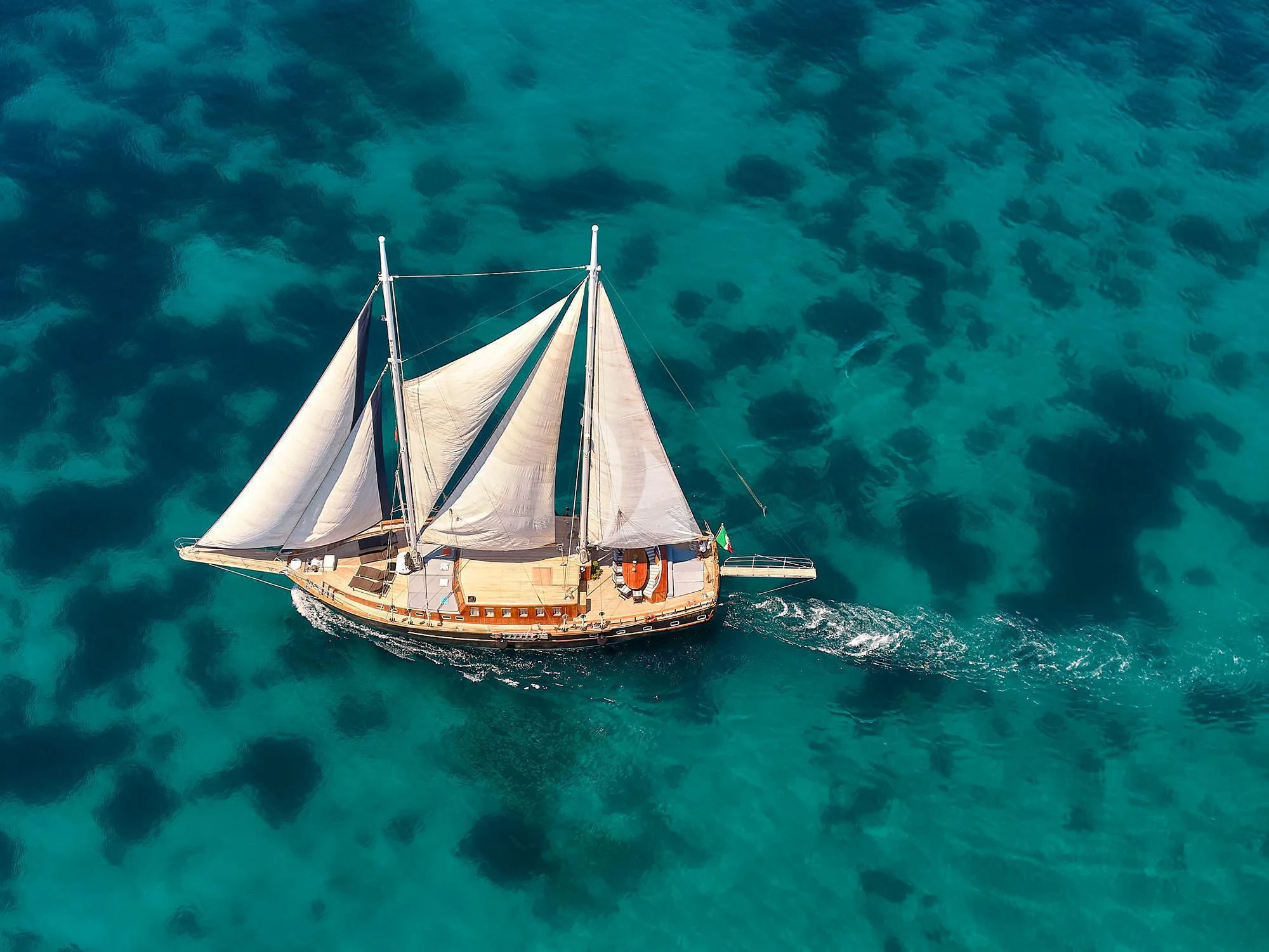 a sailboat in the water aboard MYRA Yacht for Sale