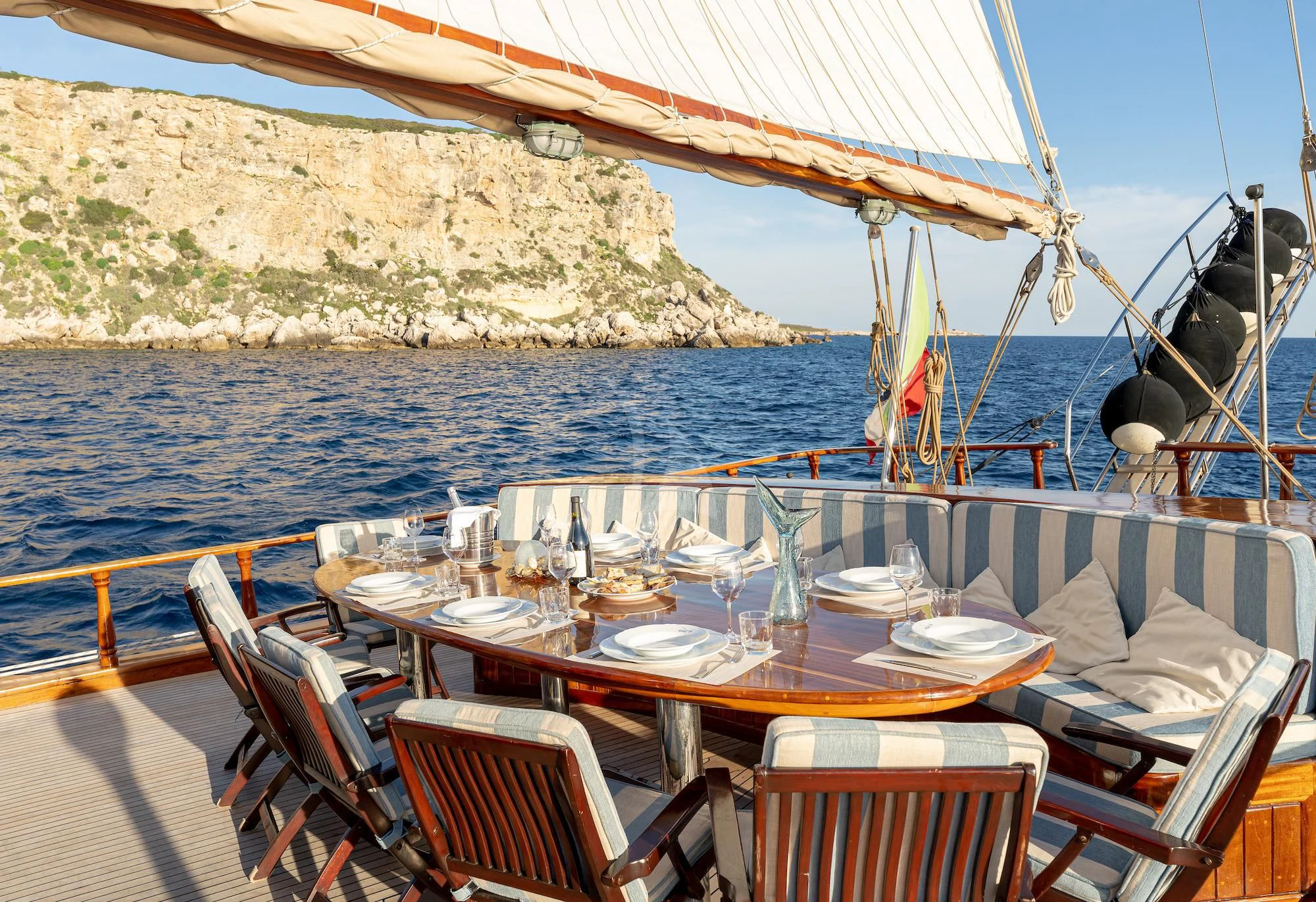 a boat on the water aboard MYRA Yacht for Sale