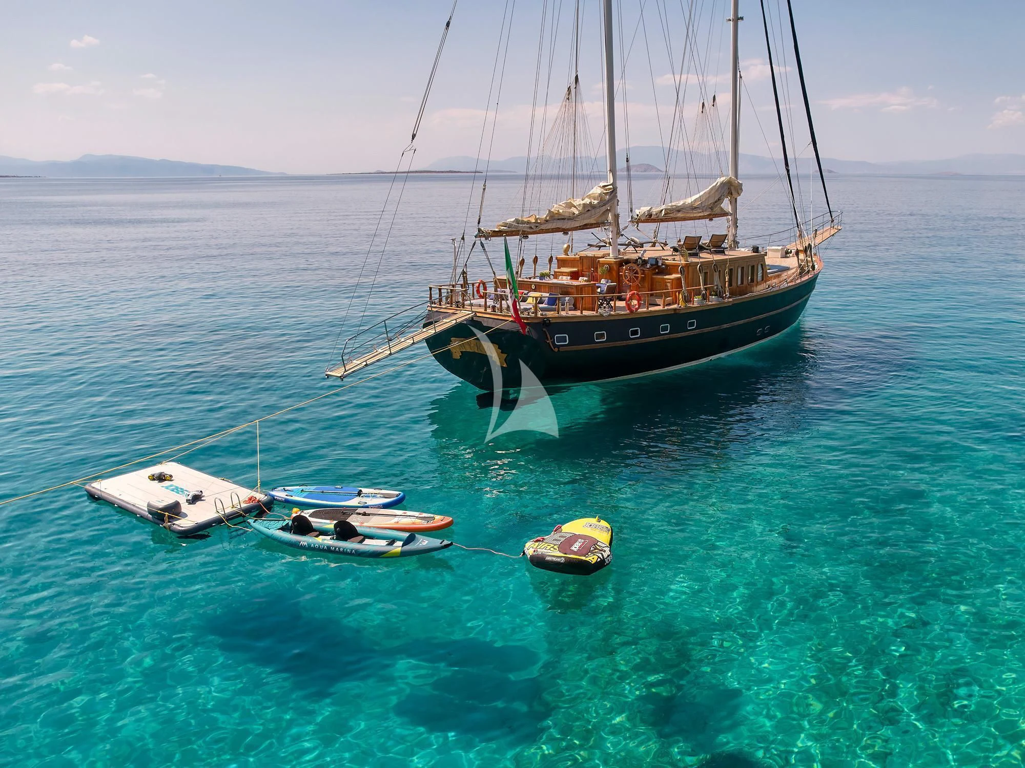 a group of boats in the ocean aboard MYRA Yacht for Sale