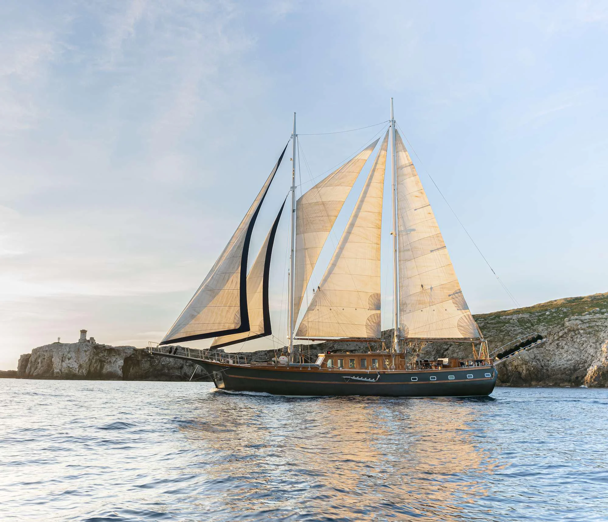 a sailboat on the water aboard MYRA Yacht for Sale