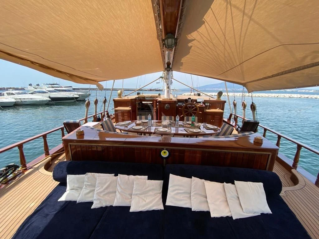 a boat on the water aboard MYRA Yacht for Sale