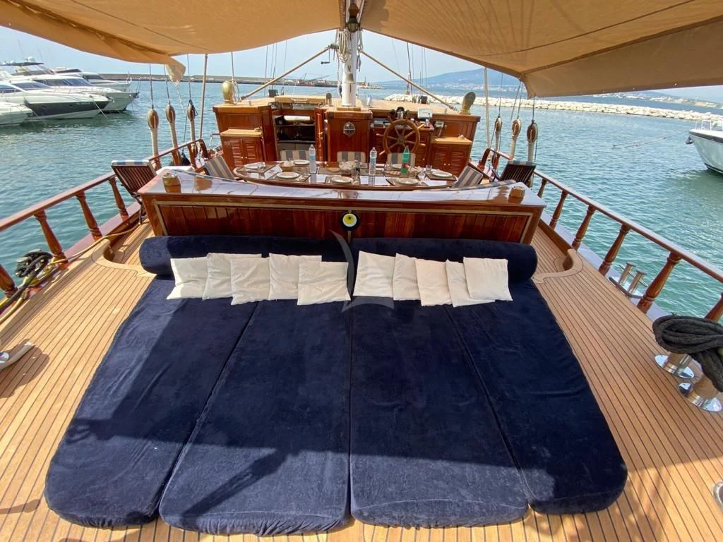 a boat on the water aboard MYRA Yacht for Sale