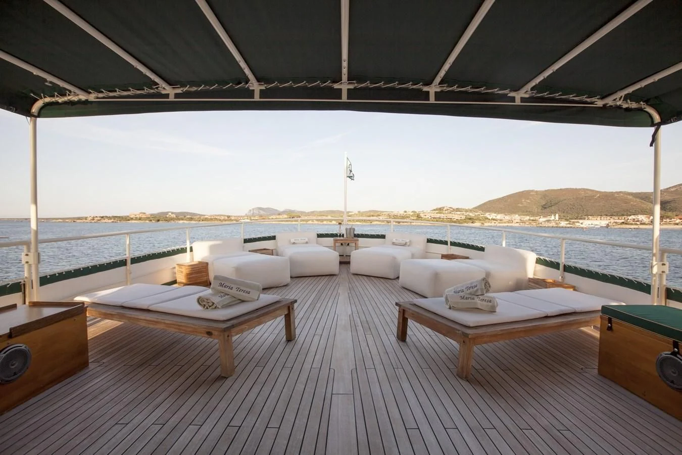 a room with a table and chairs aboard MARIA TERESA Yacht for Sale