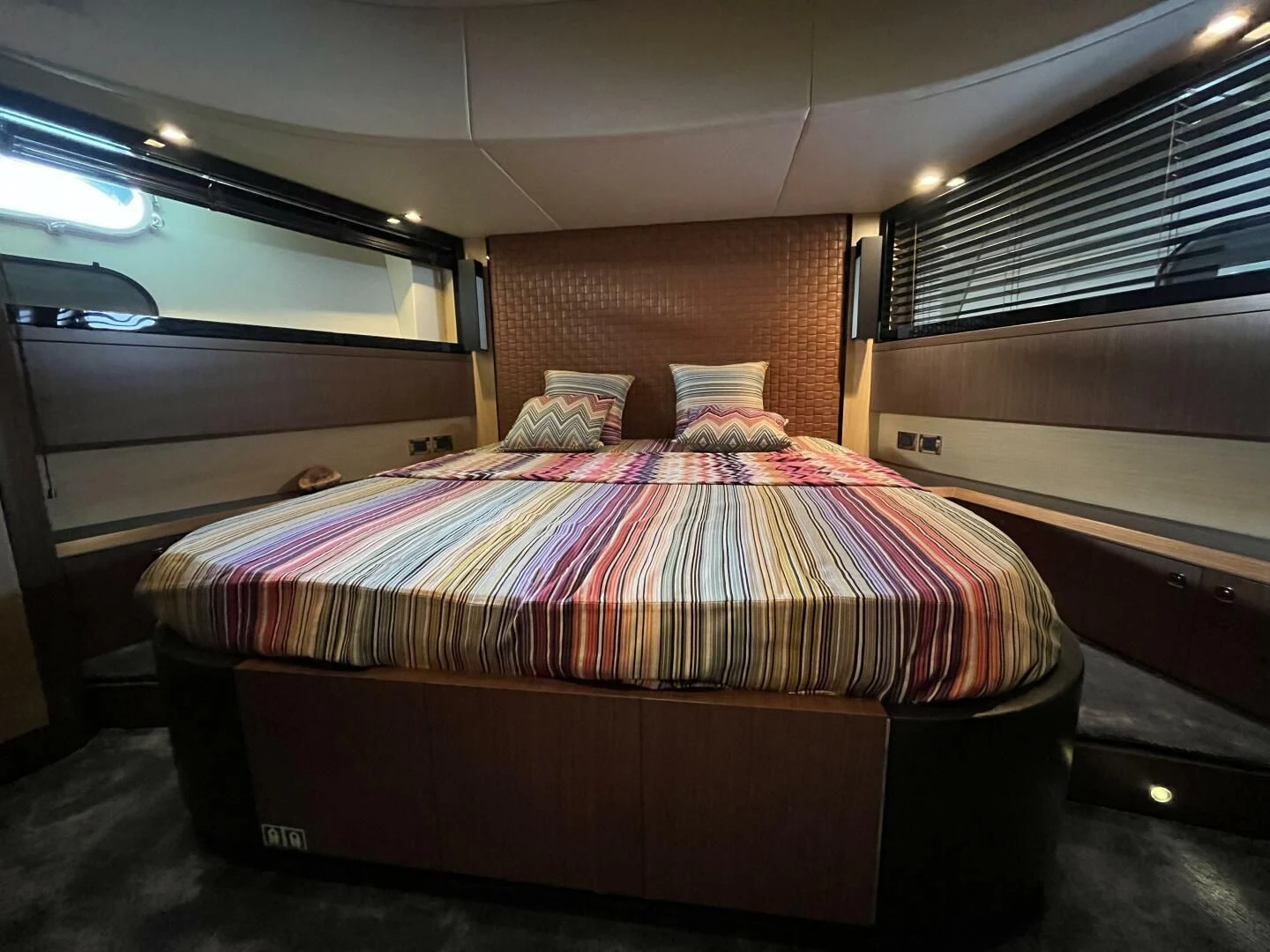 a bed in a room aboard CHARISMA II Yacht for Sale