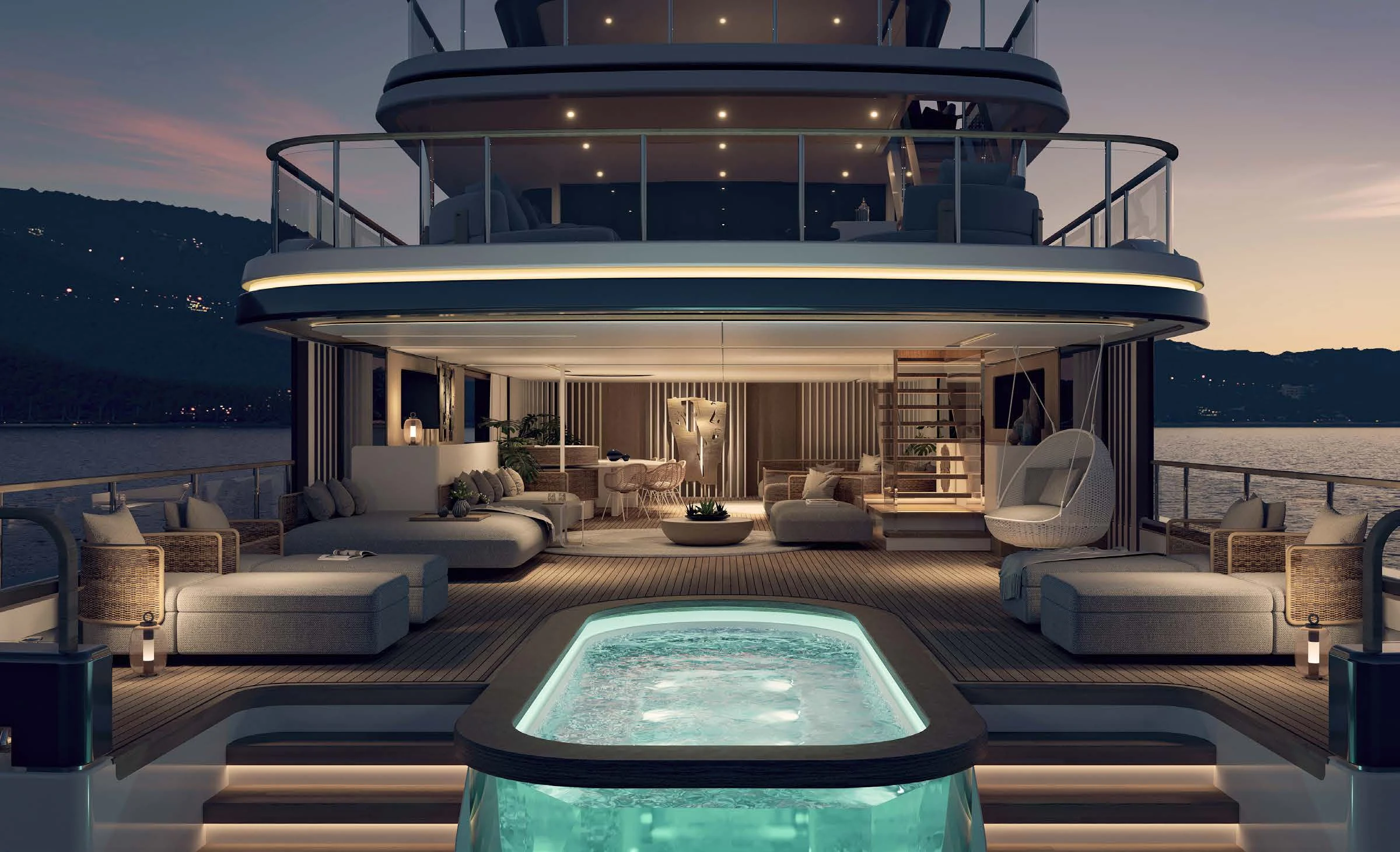 a large swimming pool aboard MOTOPANFILO 45M BMP502 Yacht for Sale