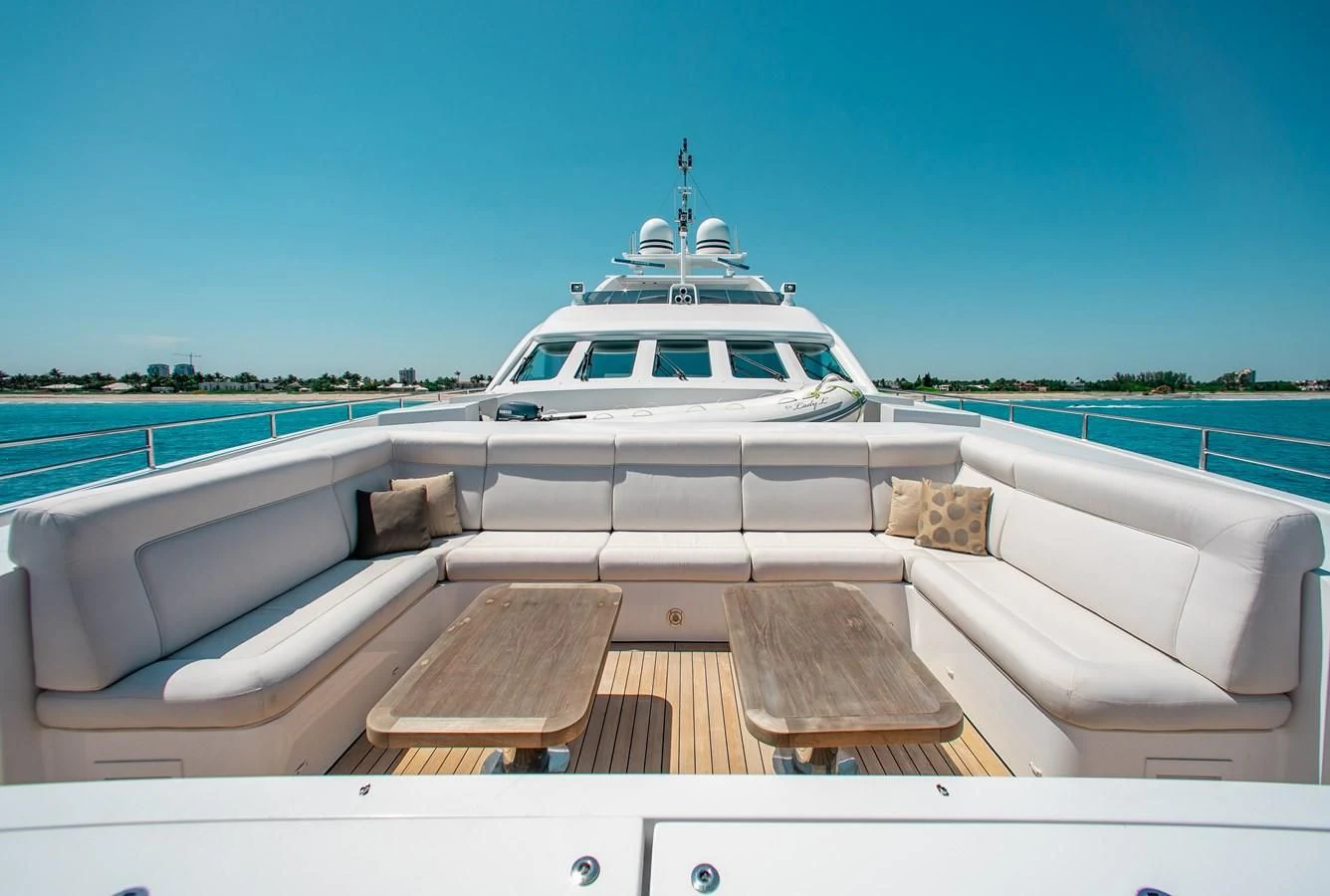 a boat on a deck aboard LADY L Yacht for Charter