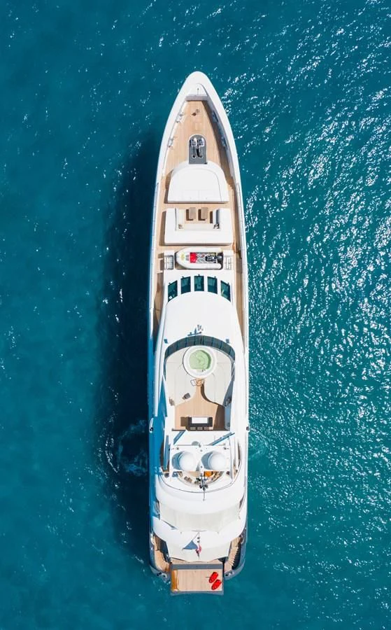 a white and red ship aboard LADY L Yacht for Charter