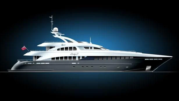 a large cruise ship in the dark aboard LADY L Yacht for Charter