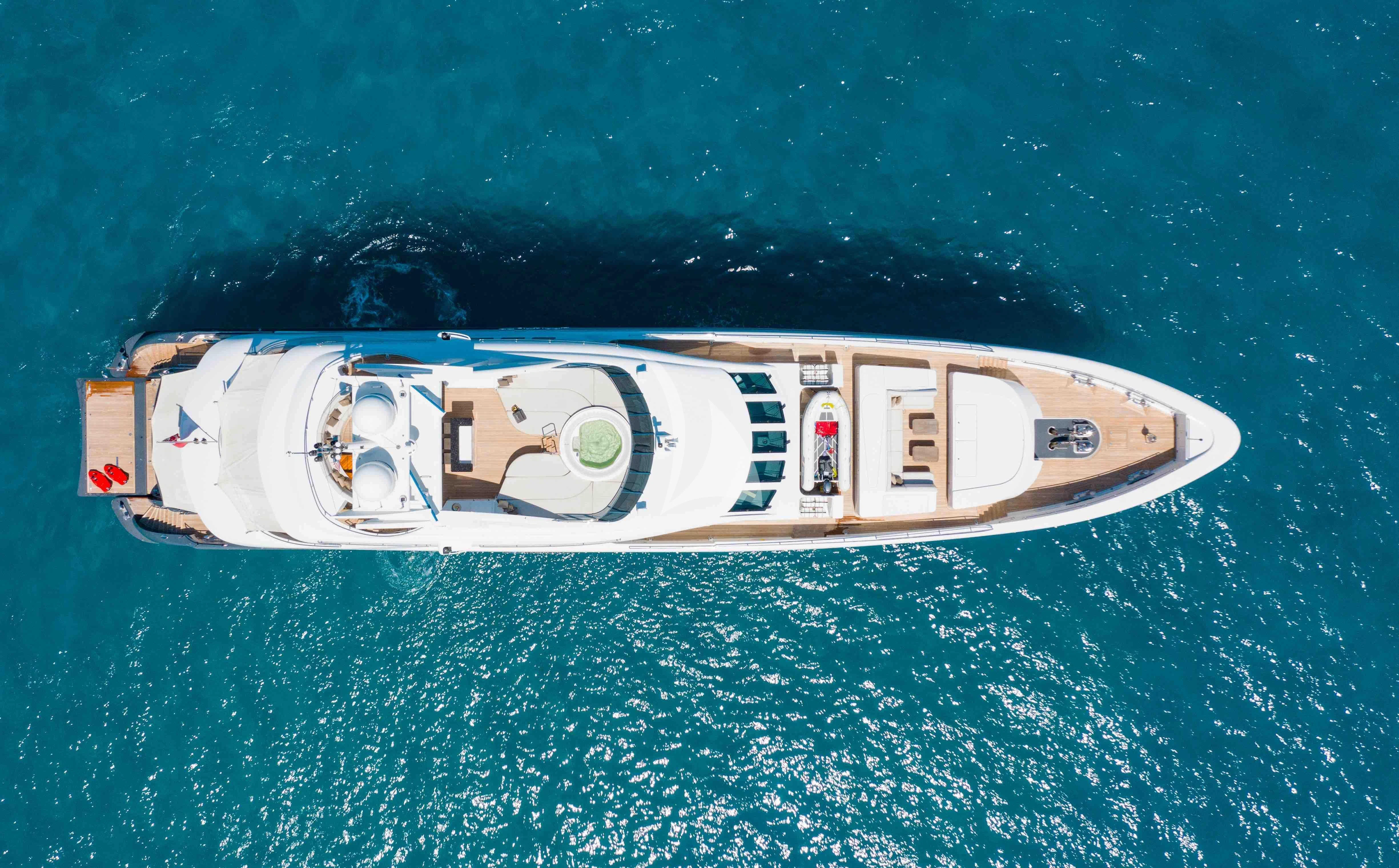 a space ship in the water aboard LADY L Yacht for Charter