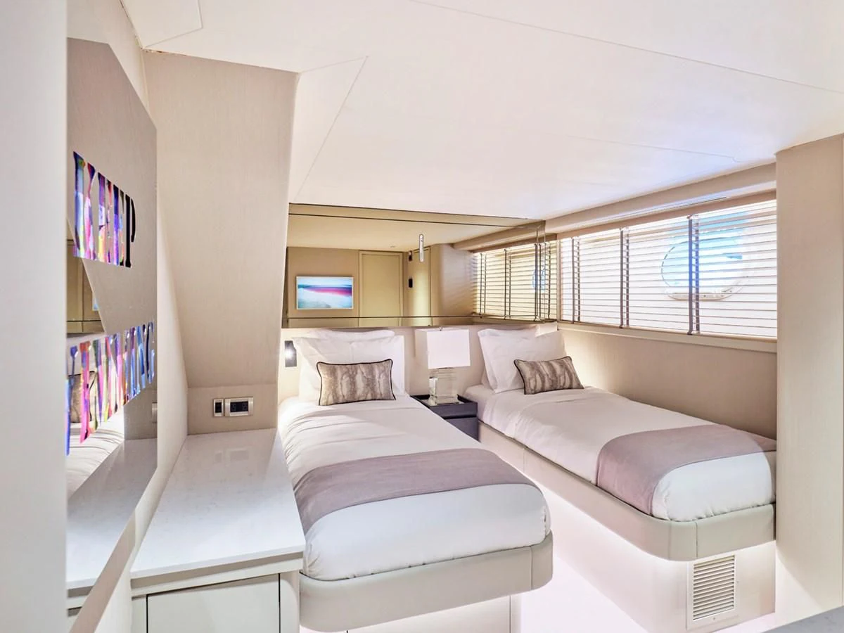 a room with two beds aboard ENDLESS SUMMER Yacht for Sale