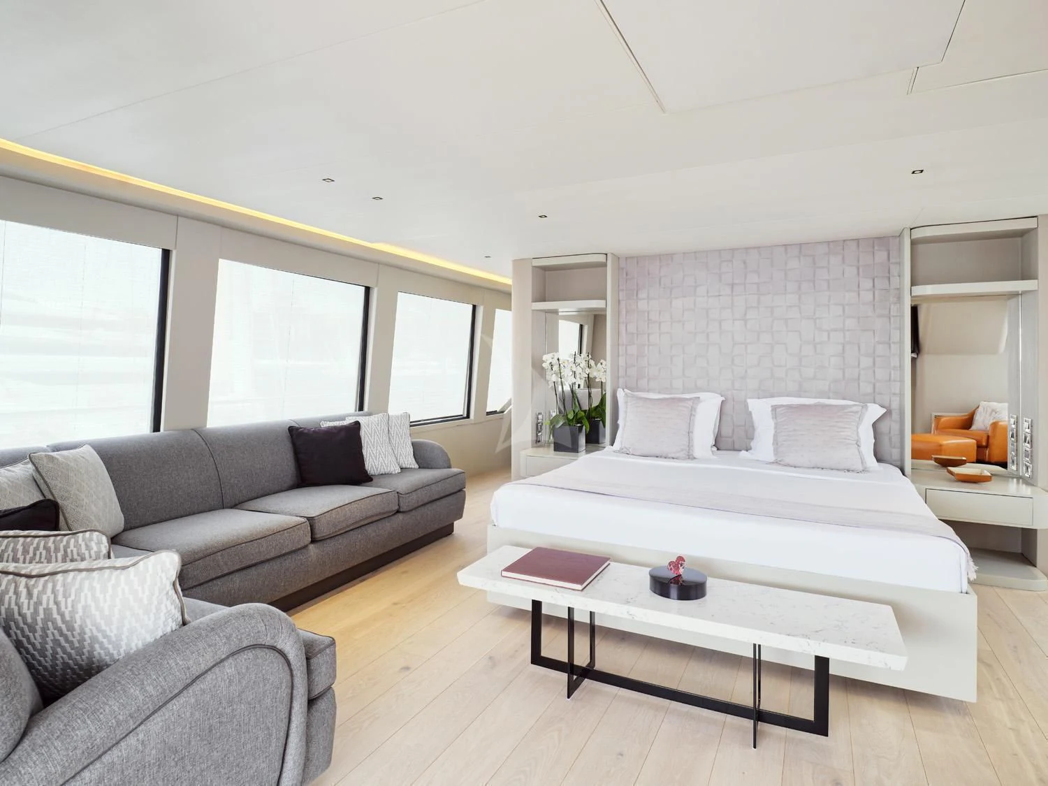 a living room with a couch and a table aboard ENDLESS SUMMER Yacht for Sale