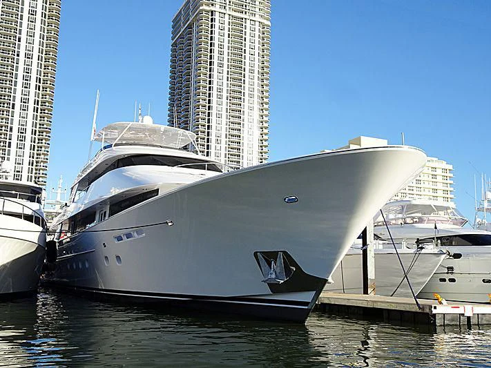 a large white yacht docked aboard ENDLESS SUMMER Yacht for Sale