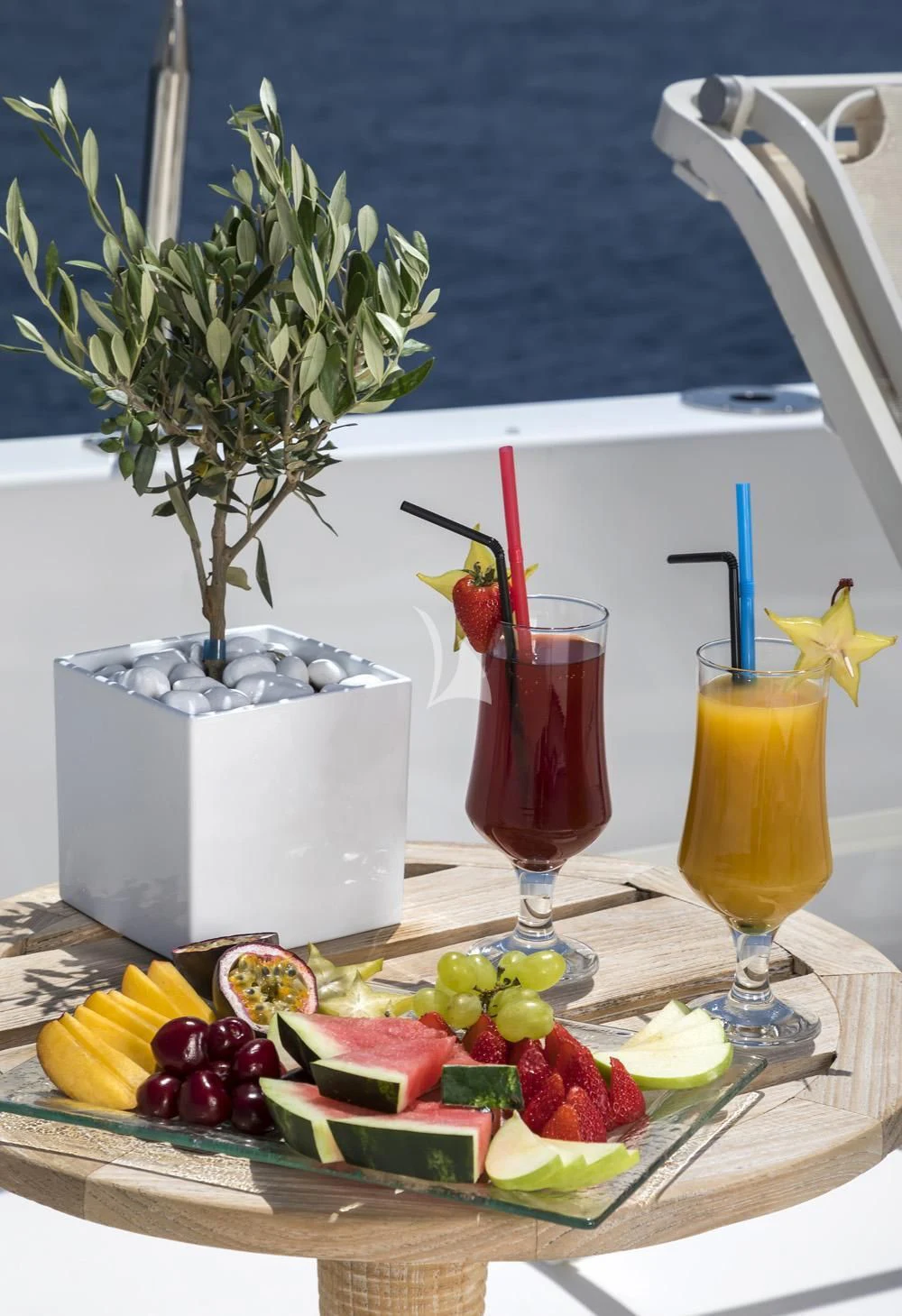 a table with food and drinks aboard ENDLESS SUMMER Yacht for Sale