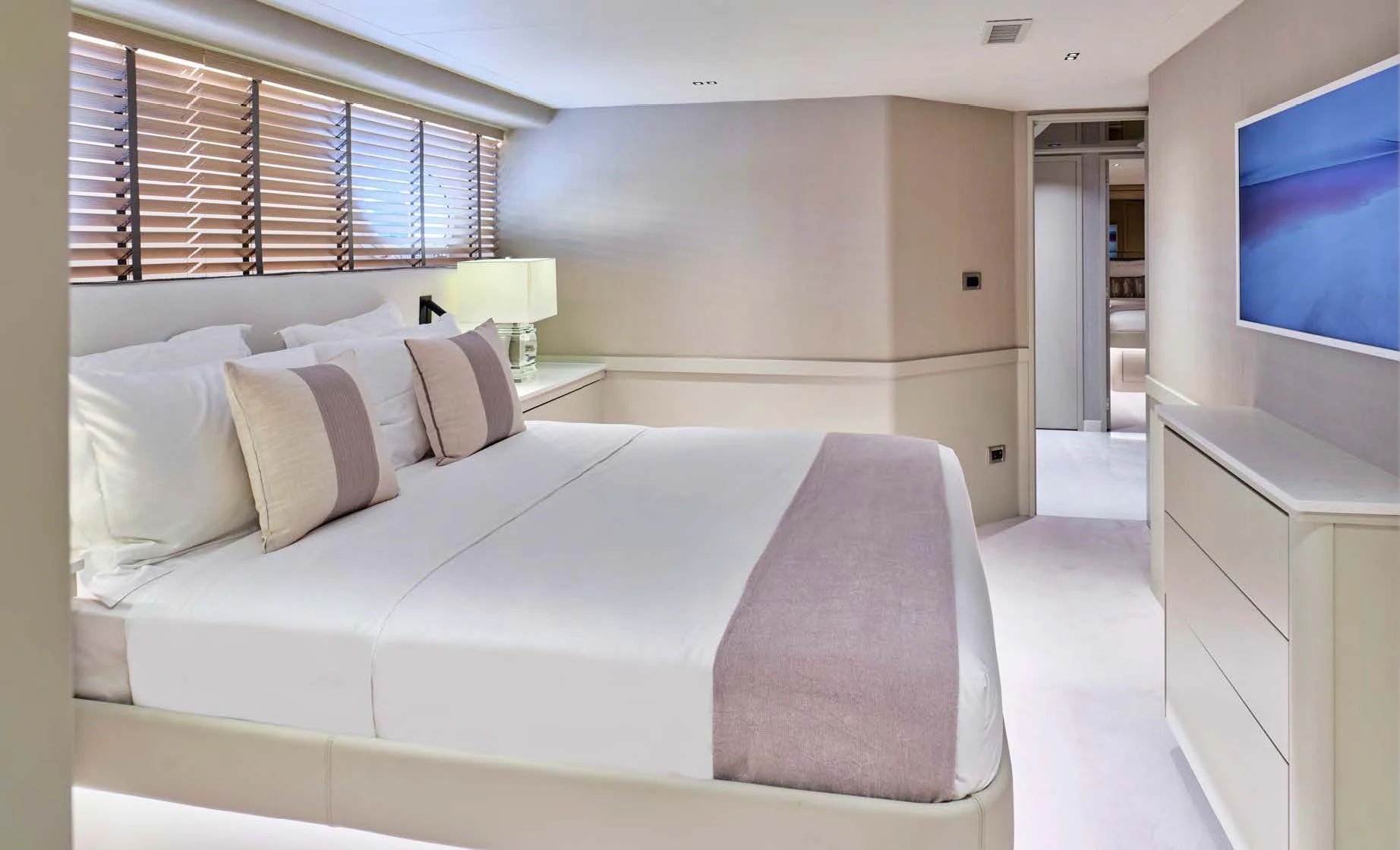 a bed in a room aboard ENDLESS SUMMER Yacht for Sale