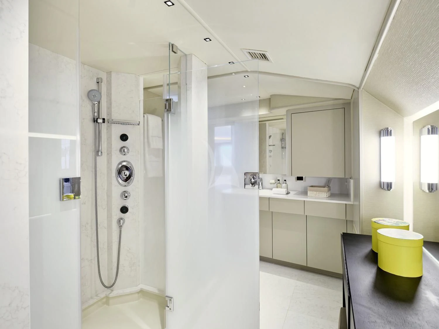 a bathroom with a shower and a sink aboard ENDLESS SUMMER Yacht for Sale