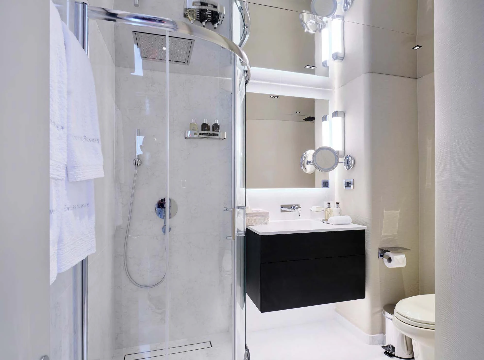 a shower unit in a bathroom aboard ENDLESS SUMMER Yacht for Sale