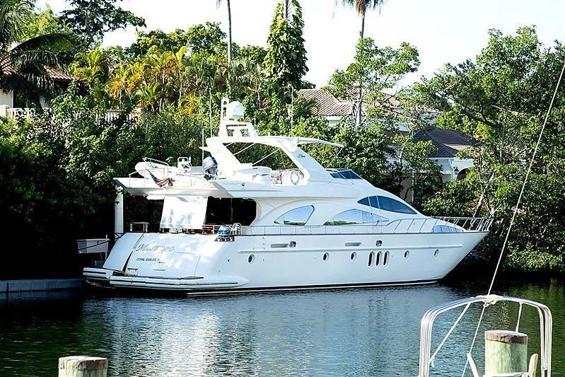 a white yacht docked aboard AZURE Yacht for Sale