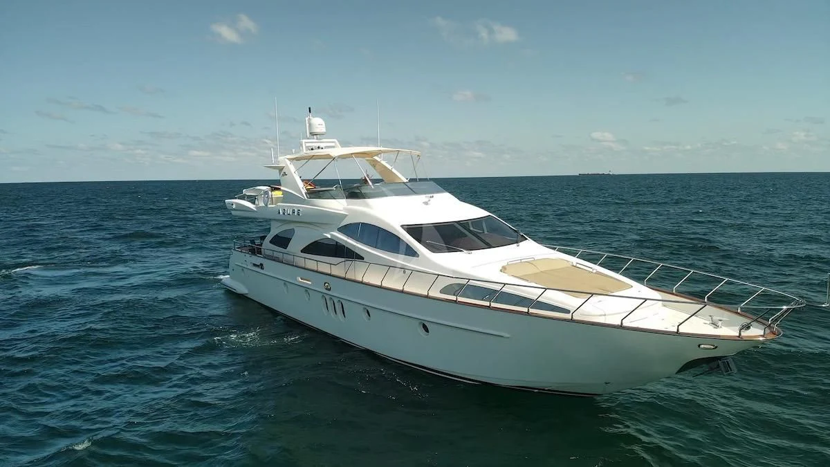 a white yacht in the water aboard AZURE Yacht for Sale