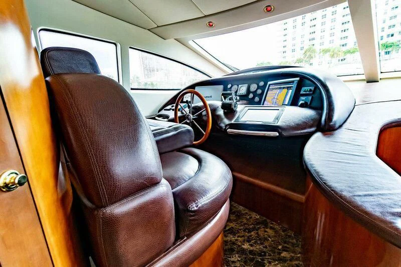 the interior of a car aboard AZURE Yacht for Sale