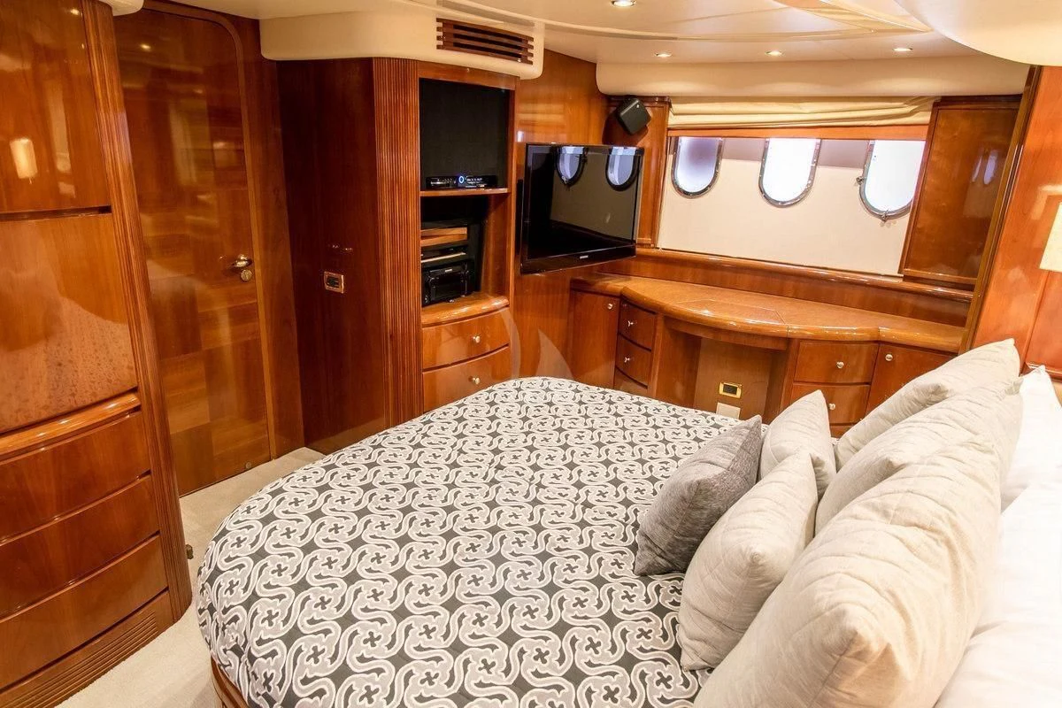 a bed in a room aboard AZURE Yacht for Sale