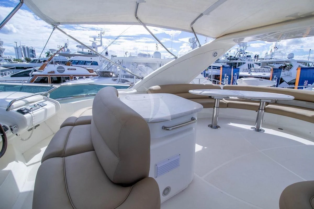 a plane parked in a hangar aboard AZURE Yacht for Sale