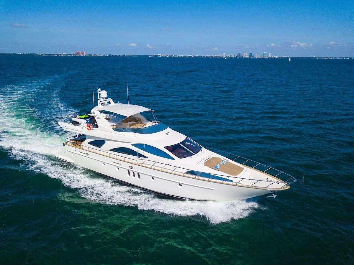 a white yacht on the water aboard AZURE Yacht for Sale