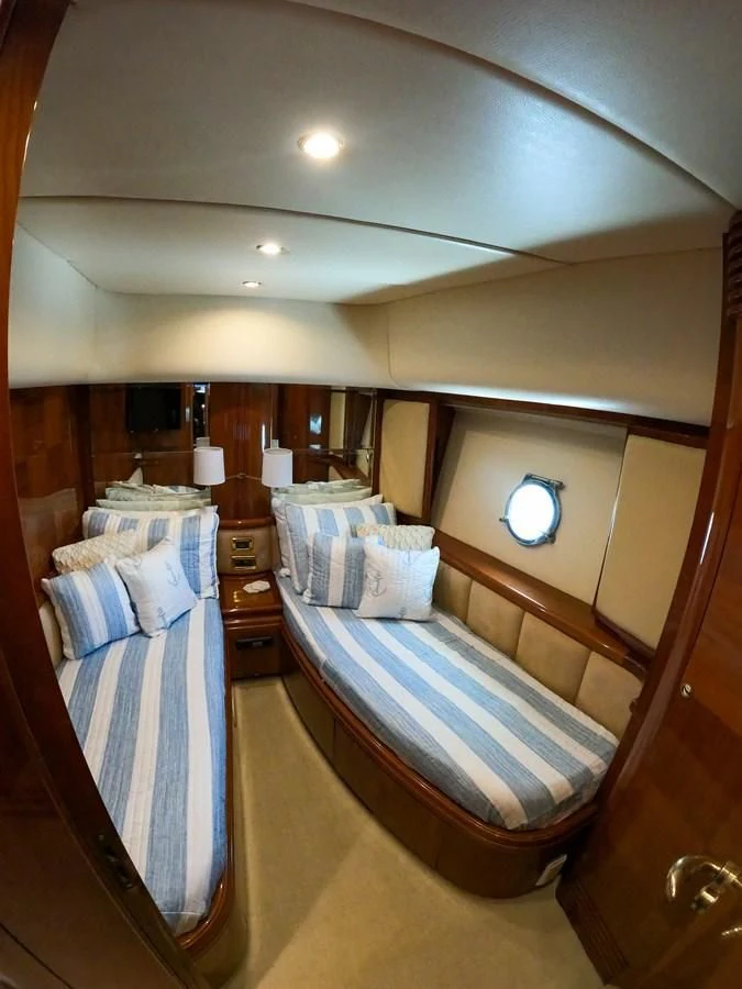 a bed in a room aboard AZURE Yacht for Sale