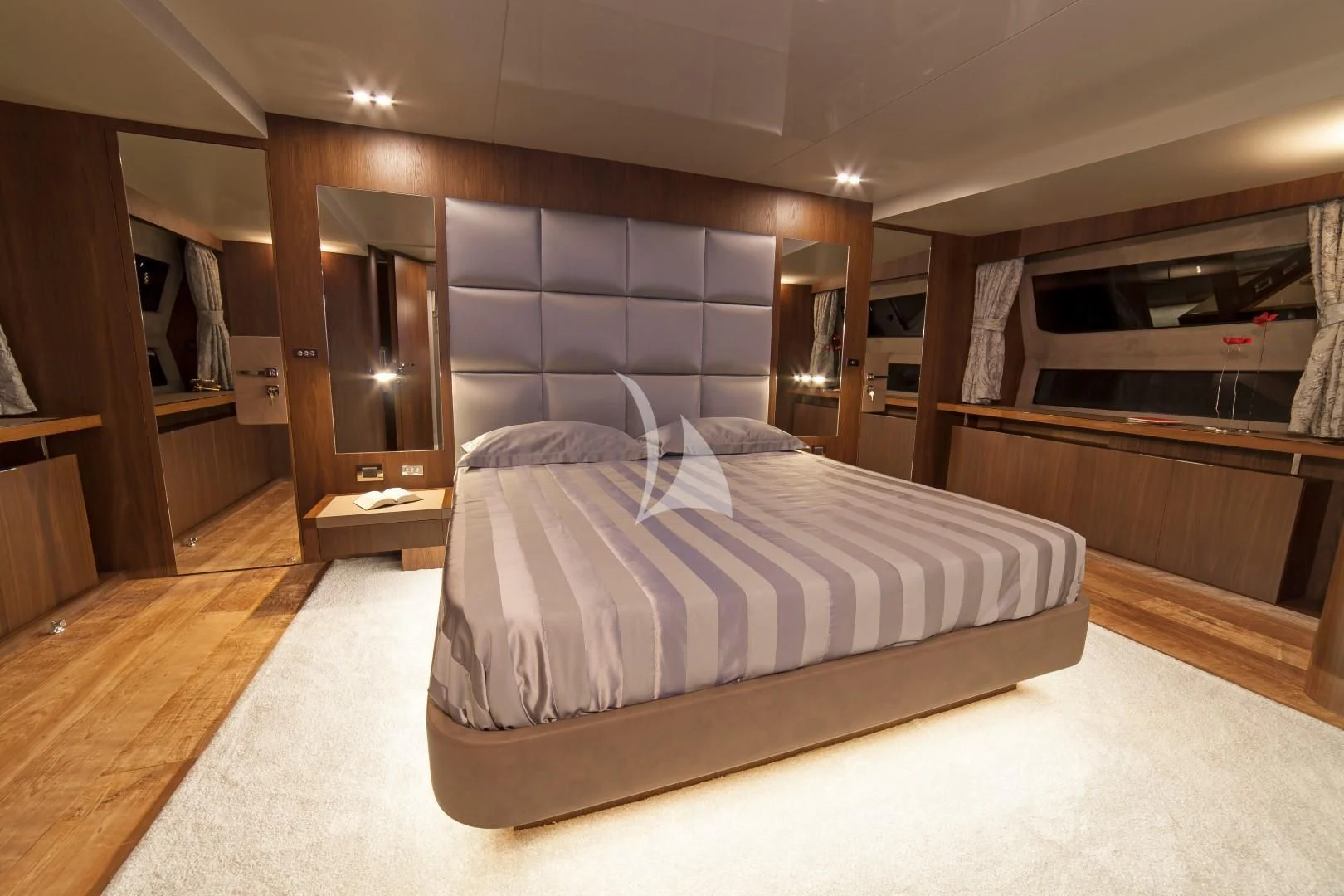 a bed in a room aboard SEATALY Yacht for Sale