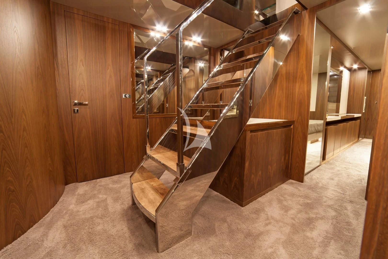 a staircase in a building aboard SEATALY Yacht for Sale