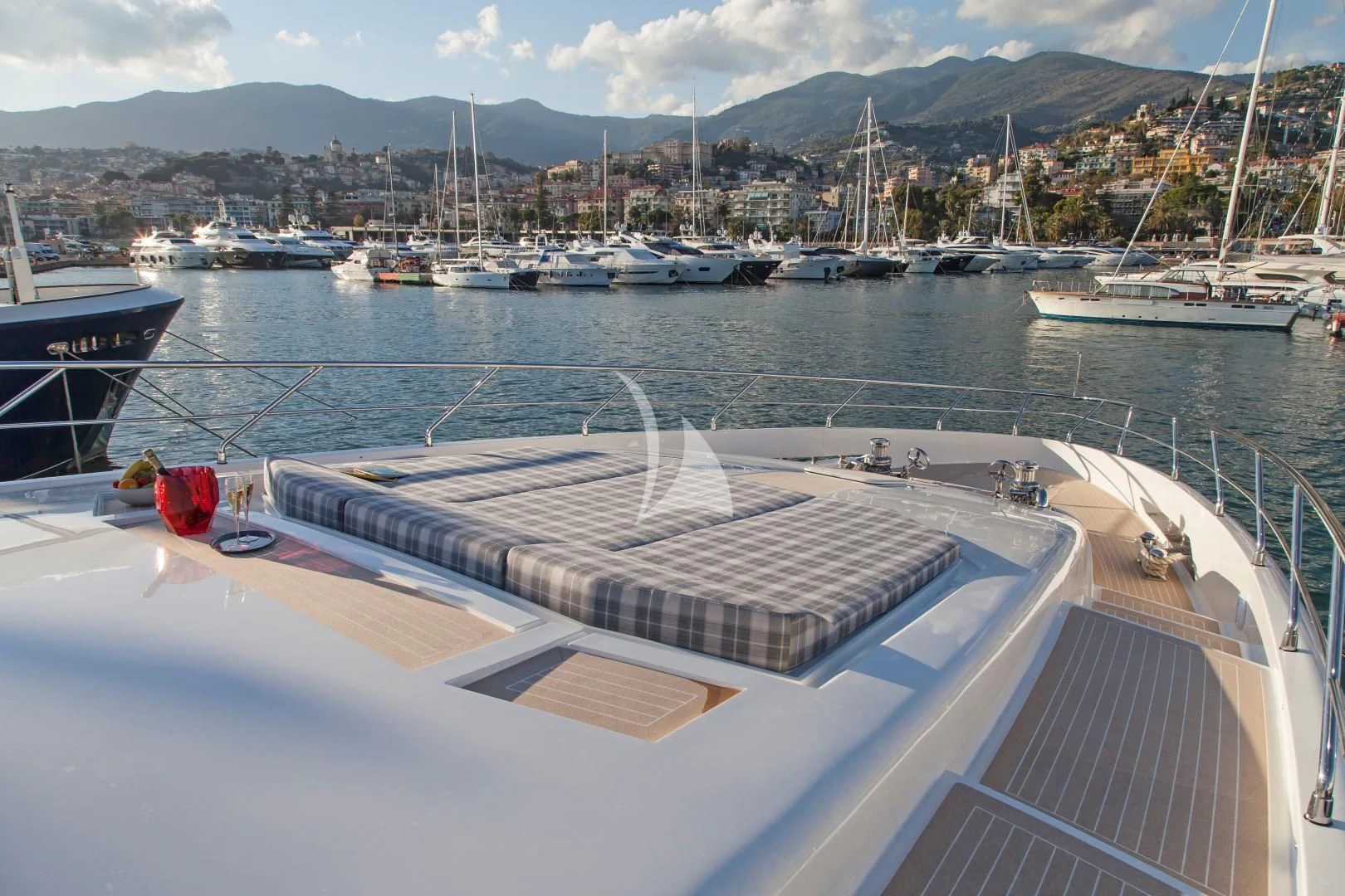 a deck with many boats in it aboard SEATALY Yacht for Sale