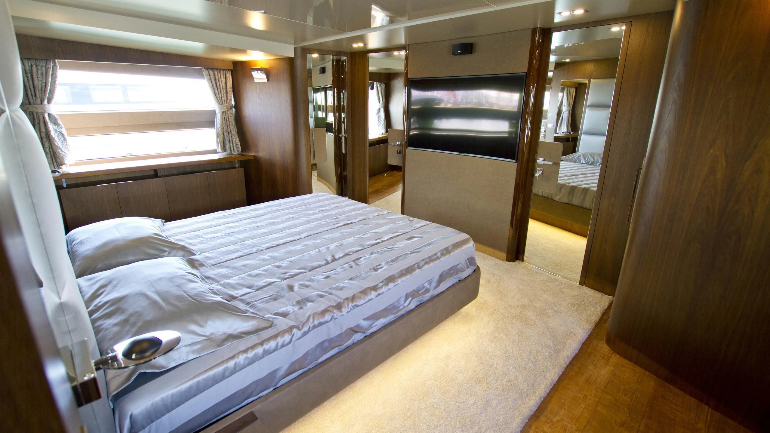 a bed in a room aboard SEATALY Yacht for Sale
