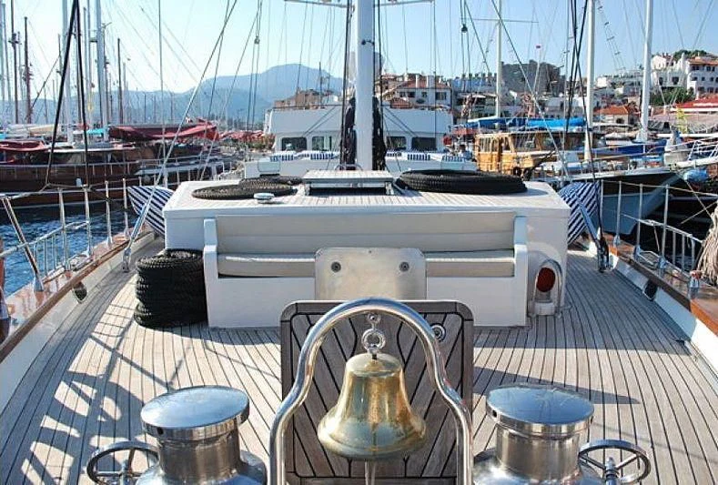a boat on a deck aboard PHELAN GOOD Yacht for Sale