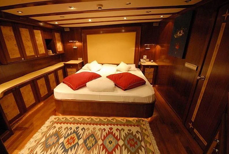 a bed in a room aboard PHELAN GOOD Yacht for Sale