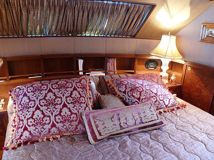 a couple of pillows on a bed aboard C SIDE Yacht for Sale